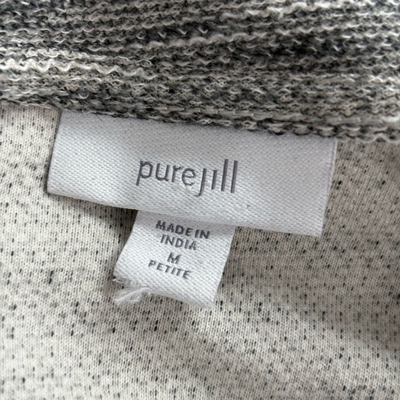 Pure J Jill Gray Cotton Mock Split Neck Pockets Retro Career dress medium MP - Picture 2 of 13